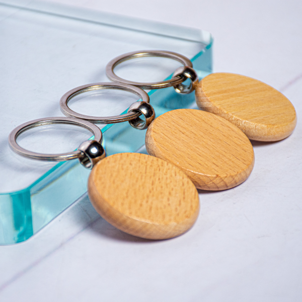 Round Wooden Keyring