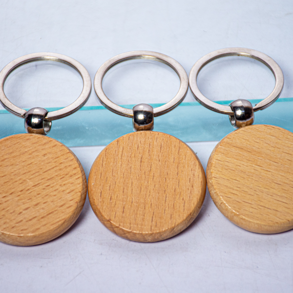 Round Wooden Keyring
